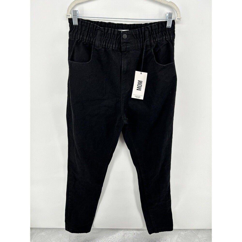 Refuge Black Mom High Rise Paper Bag Jeans XL